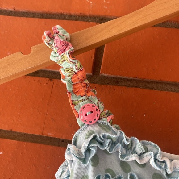 MATILDA JANE Girl's Smocked Green Blue Floral Sleeveless Top Size 10 - Picture 4 of 7